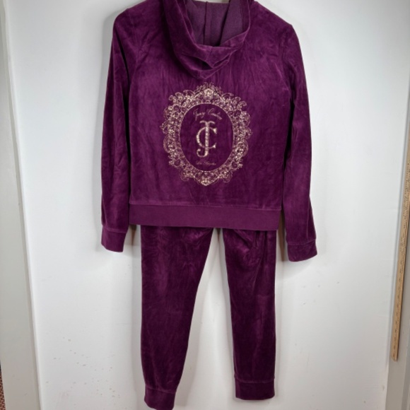 VTG Y2K Juicy Couture Purple Velour Track Suit M Hoodie Pants ASO Elana Gilbert - Picture 3 of 16
